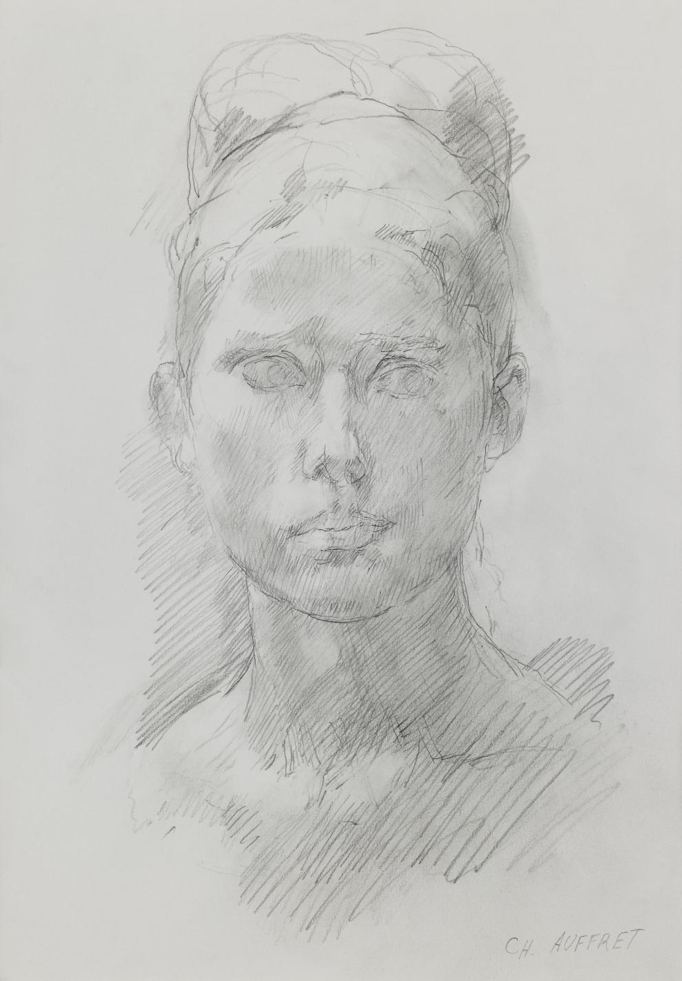 Charles Auffret, Portrait d’Arlette Ginioux, mine de plomb